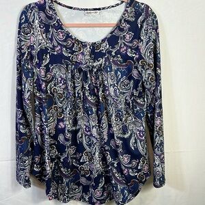Ceasikery Blue Paisley Tunic Top Size Large like new